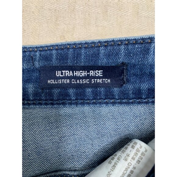 Hollister Women's Size 5S Blue High-Rise Distressed Skinny Jeans W27 L28 - Picture 4 of 12